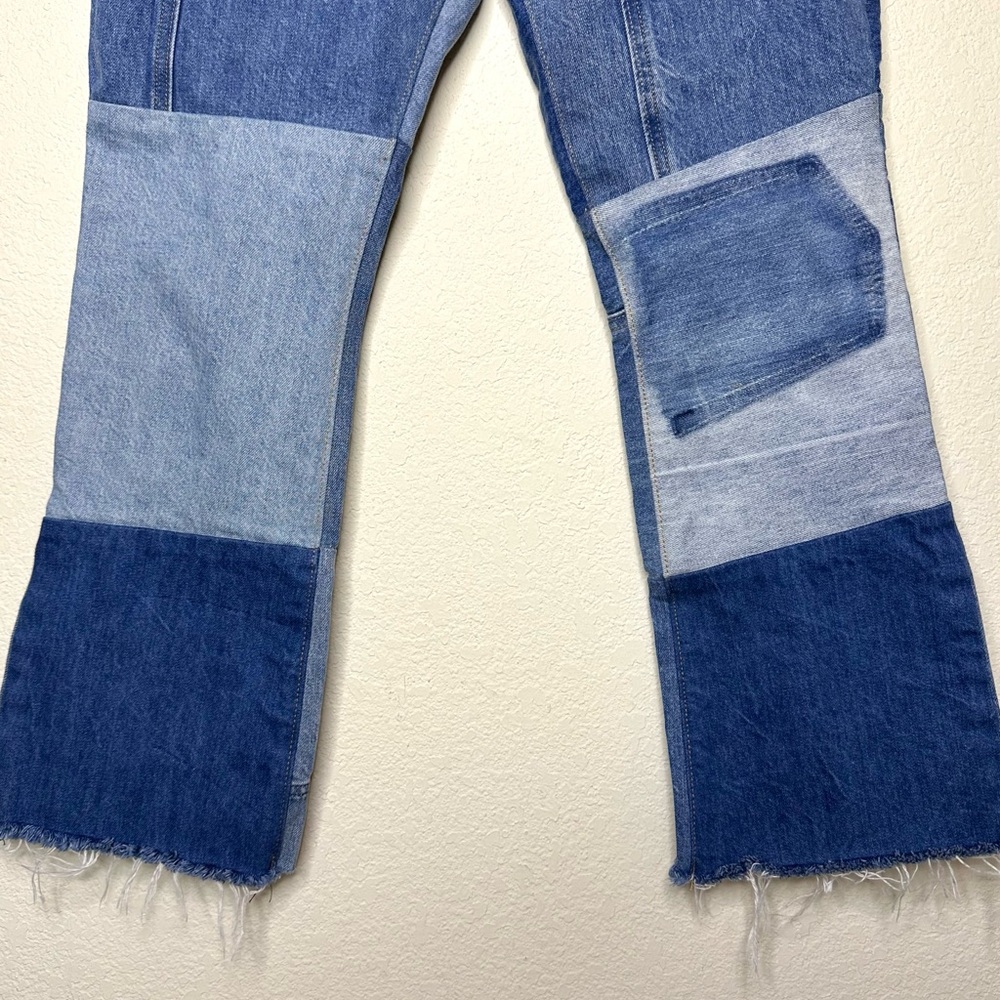 Levi’s 517 Orange Tab Patchwork Boot Cut Crop Raw… - image 6